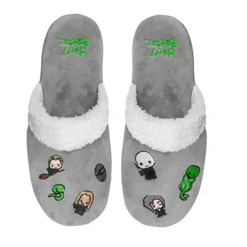 Mens Womens Harry Potter Dark Arts Kawaii Slippers Grey