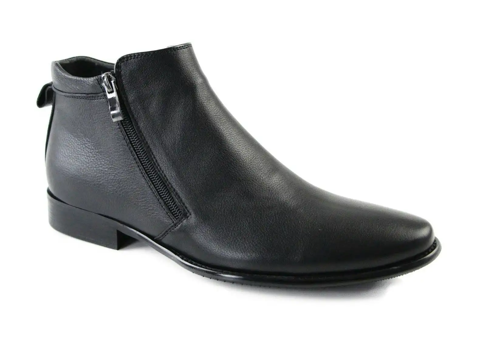 Zasel Jackson Black Dress Leather Zips Casual Work Everyday Shoes Mens Boots