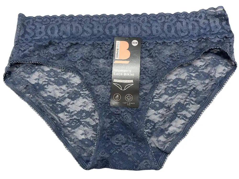 6 x Womens Bonds Match Its Lace Bikini Underwear Dark Grey