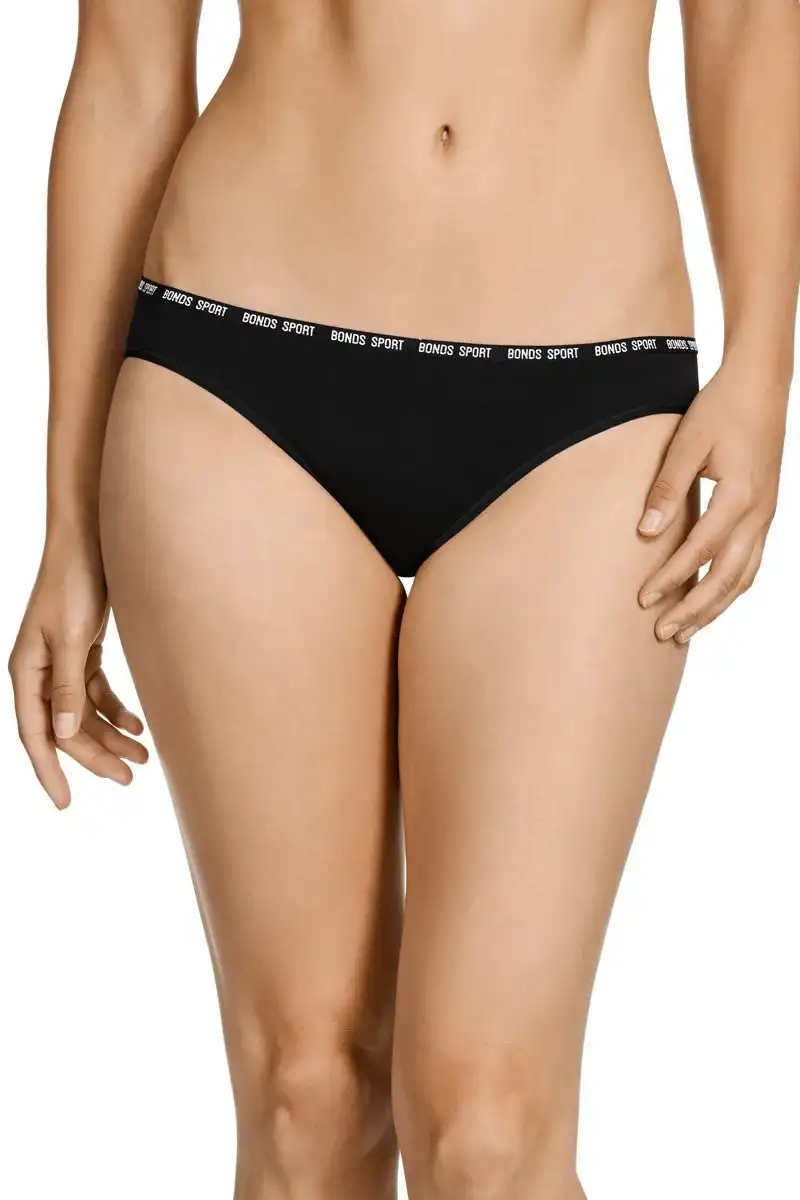 6 x Bonds Womens Active Seamless Bikini Sport Undies Underwear Black Wx84