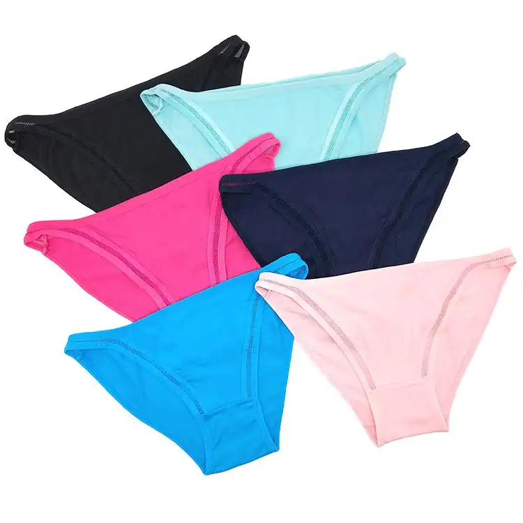 6 x Womens Solid Panties Briefs Undies Cotton Assorted Underwear Jocks