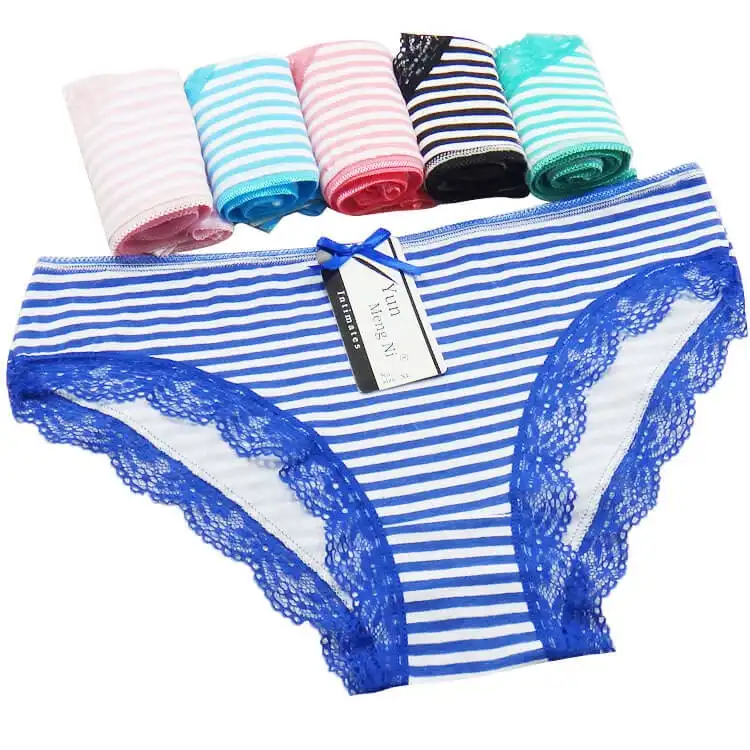 6 x Womens Stripe Print Bikini Briefs Undies Cotton Assorted Underwear Jocks