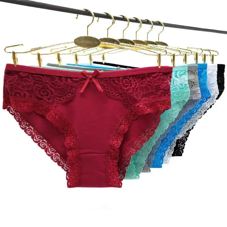 30 X Womens Solid Panties Briefs Cotton Assorted Underwear With Lace & Bow