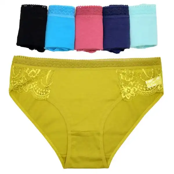 6 x Womens Sheer Spandex / Cotton Briefs - Assorted Colours Underwear Undies 89465