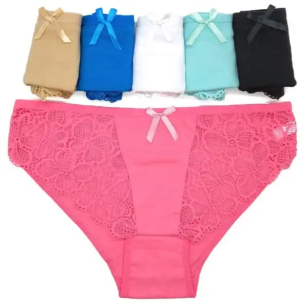 6 x Womens Sheer Spandex / Cotton Briefs - Assorted Colours Underwear Undies 89308