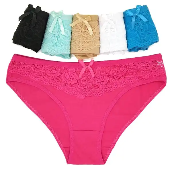 6 x Womens Sheer Spandex / Cotton Briefs - Assorted Colours Underwear Undies 89351