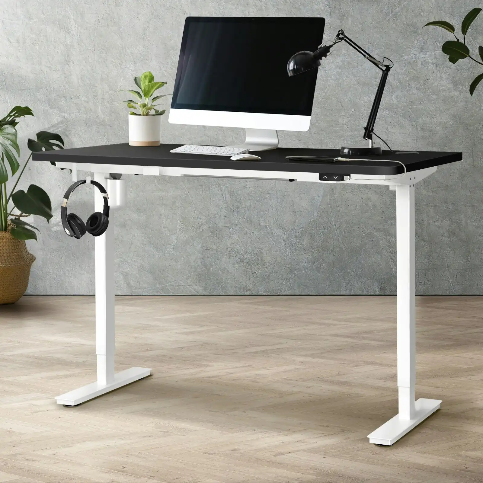 Oikiture 140CM Electric Standing Desk Single Motor Table Top Black