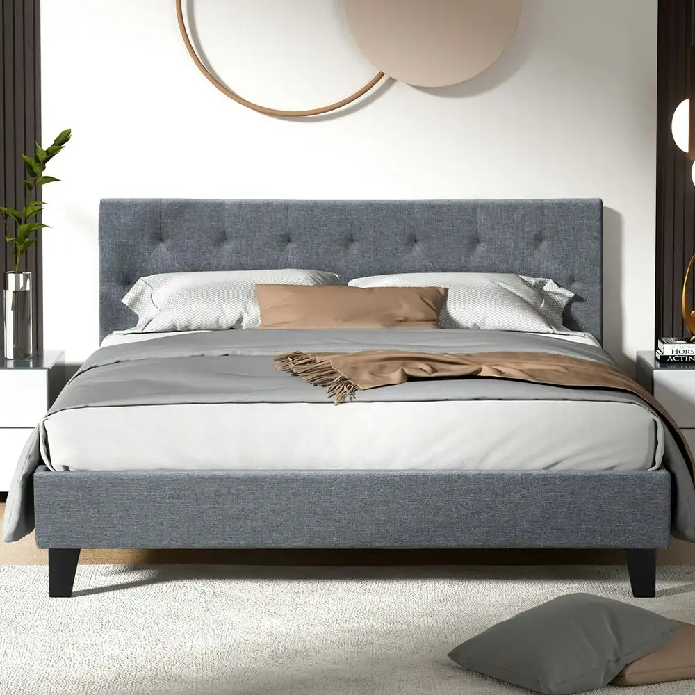 Artiss Bed Frame Queen Size Grey VANKE