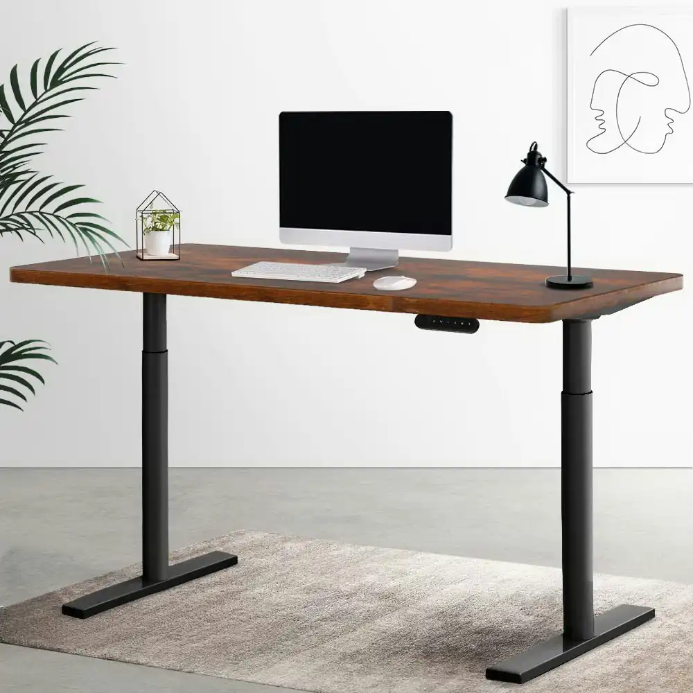 Artiss Standing Desk Motorised Electric Dual Motor Rustic Brown 120CM