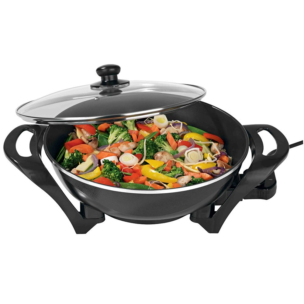 Lenoxx 4.5L 1500W Large Electric Wok/Non-Stick/Stir-fry/Cooking Pan/Cooker Black