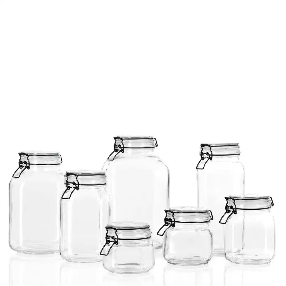 3x Lemon & Lime Fido 500ml/11cm Glass Clip Jar Canister Storage/Container Clear