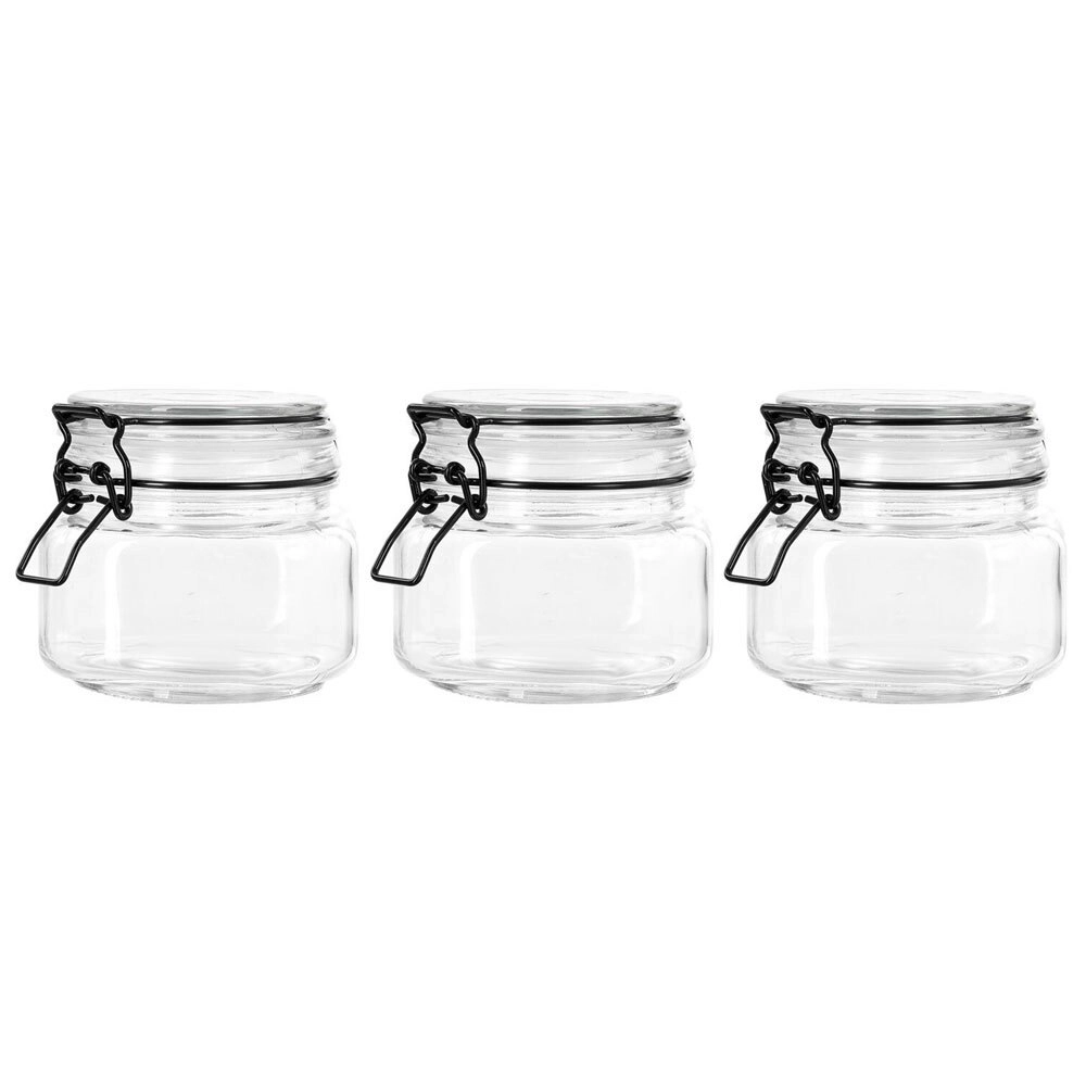 3x Lemon & Lime Fido 500ml/11cm Glass Clip Jar Canister Storage/Container Clear