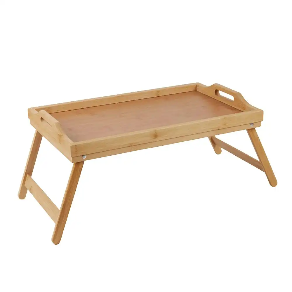 Assemble 50cm Foldable Serving Bamboo Breakfast/Dinner Tray/Table w/Legs Natural
