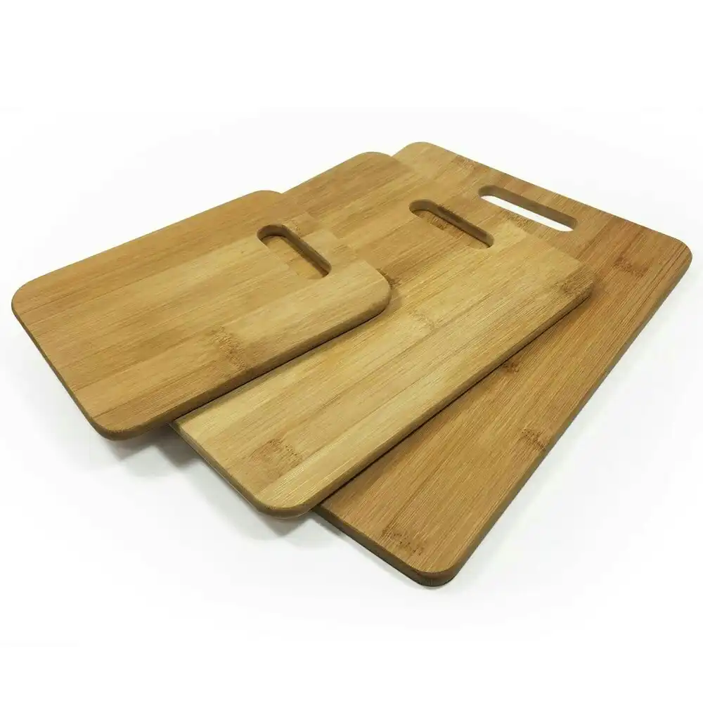 3PK Bamboo Chopping Cutting Boards Kitchen Wooden Serving Board Platter Brown