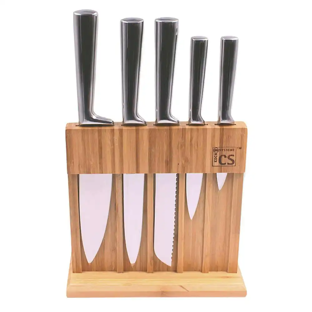7pc CS Kochsysteme Soest Chef/Utility/Bread Knife Block Holder Cutting Board Set