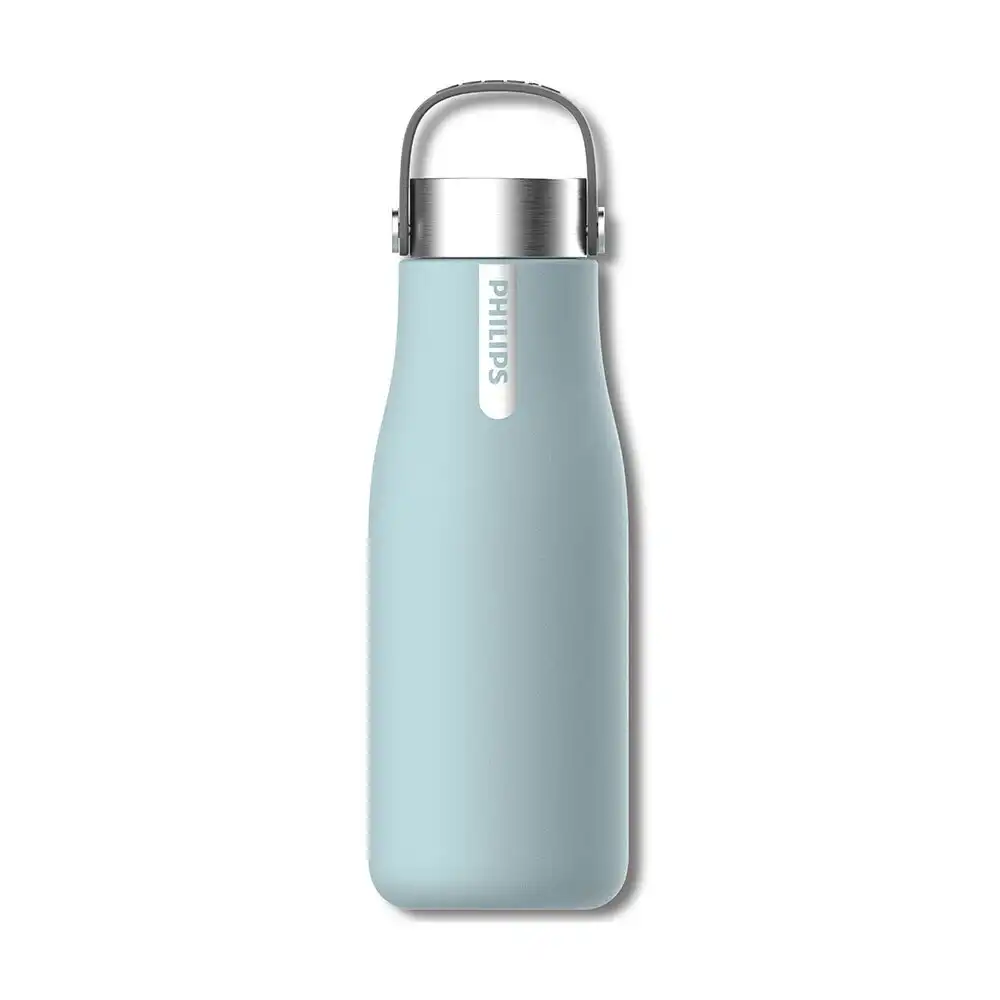 Philips GoZero 590ml Smart Hydration Hot/Cold Water Bottle w/UV Cleaner Blue
