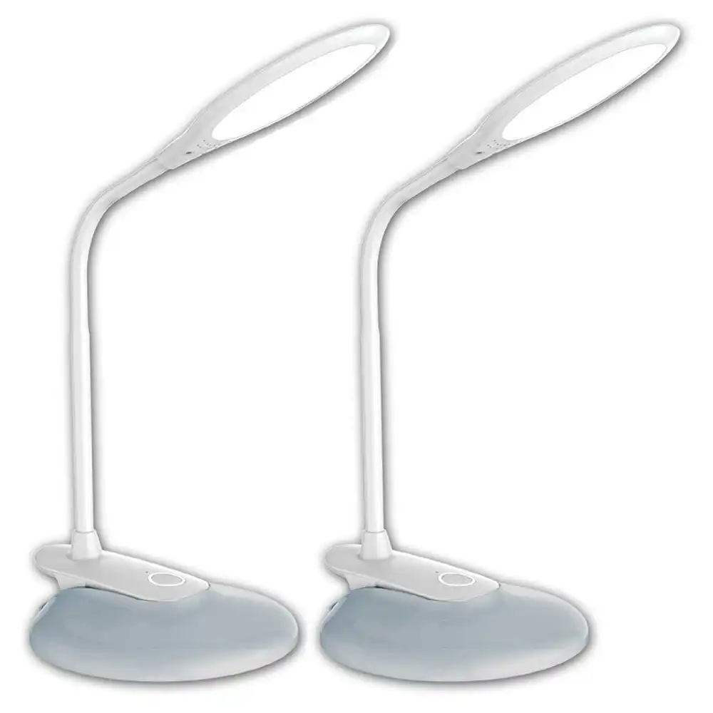 2x Sansai Dual Base Home/Office/School Rotatable 6W LED Desk Lamp/Light Clip-on