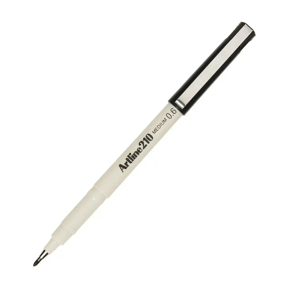 4pc Artline Fineline 210 Medium 0.6mm Line School Drawing Writing Pen Black
