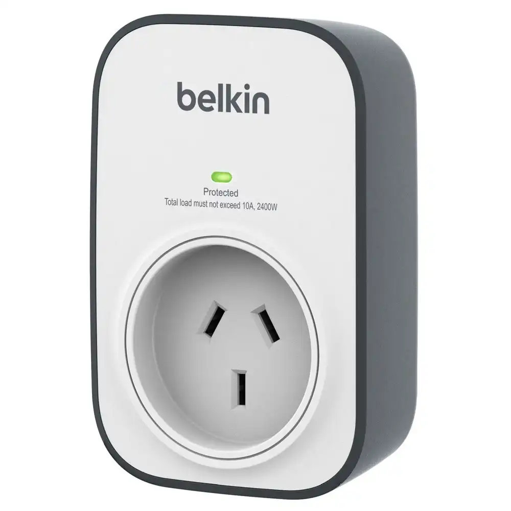 2PK Belkin 240V 1 Outlet Wall Mounted Surge Protector Power Board Grey/White