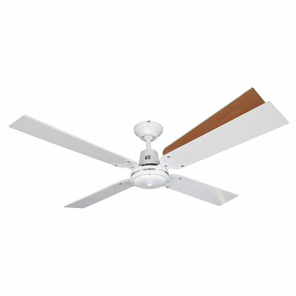 Heller Wesley Air Cooling Ceiling Fan 1200mm 4 Blade Reversible White/Cherrywood