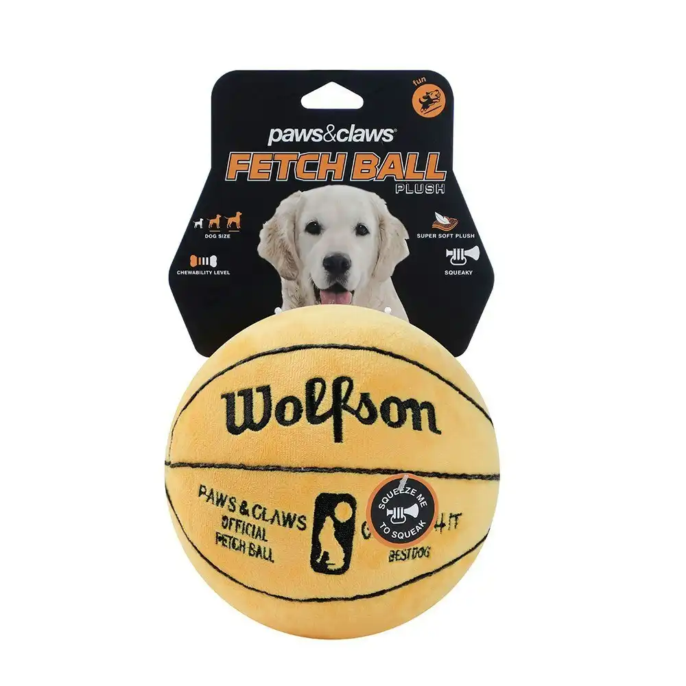 Paws & Claws Wolfson 15cm Basketball Round Ball Plush Outdoor Play Pet Toy Dog