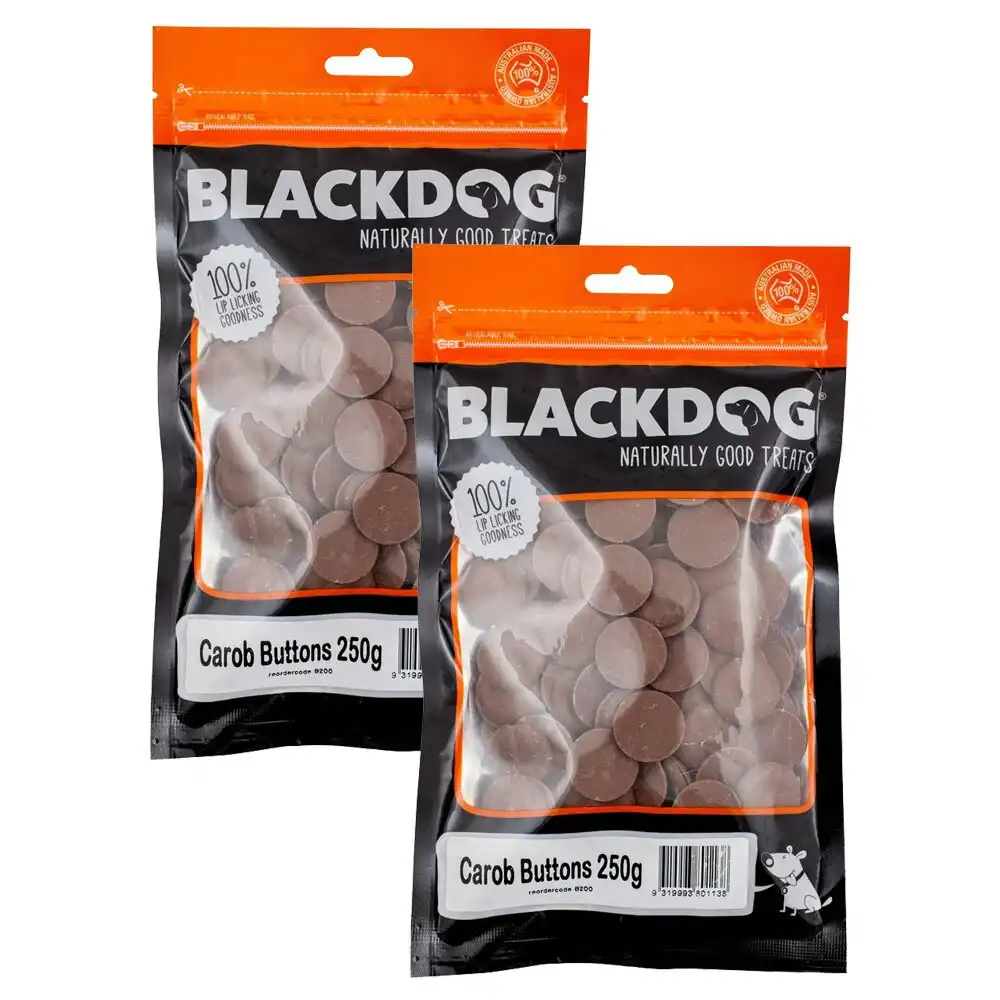 2x Blackdog Puppy/Dog Carob Buttons 250g Treats Low Fat Healthy Food Snack/Chews