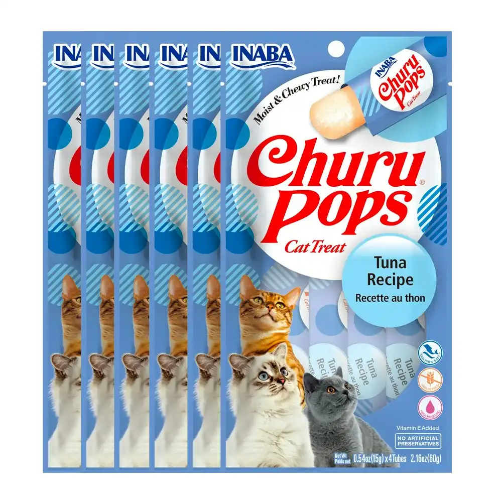6x 4PK INABA Churu Pops Tuna Recipe Pet Cat/Kitten Lickable Snack/Treats Tube