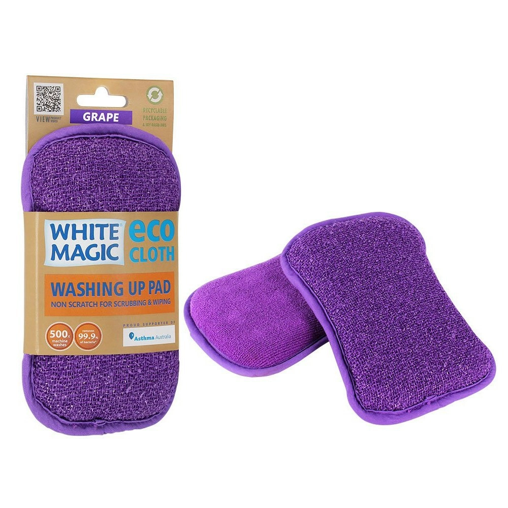 White Magic Eco Cloth Grease/Grime Wash Up Scrubbing Glass/Dishes Wipe/Pad Grape