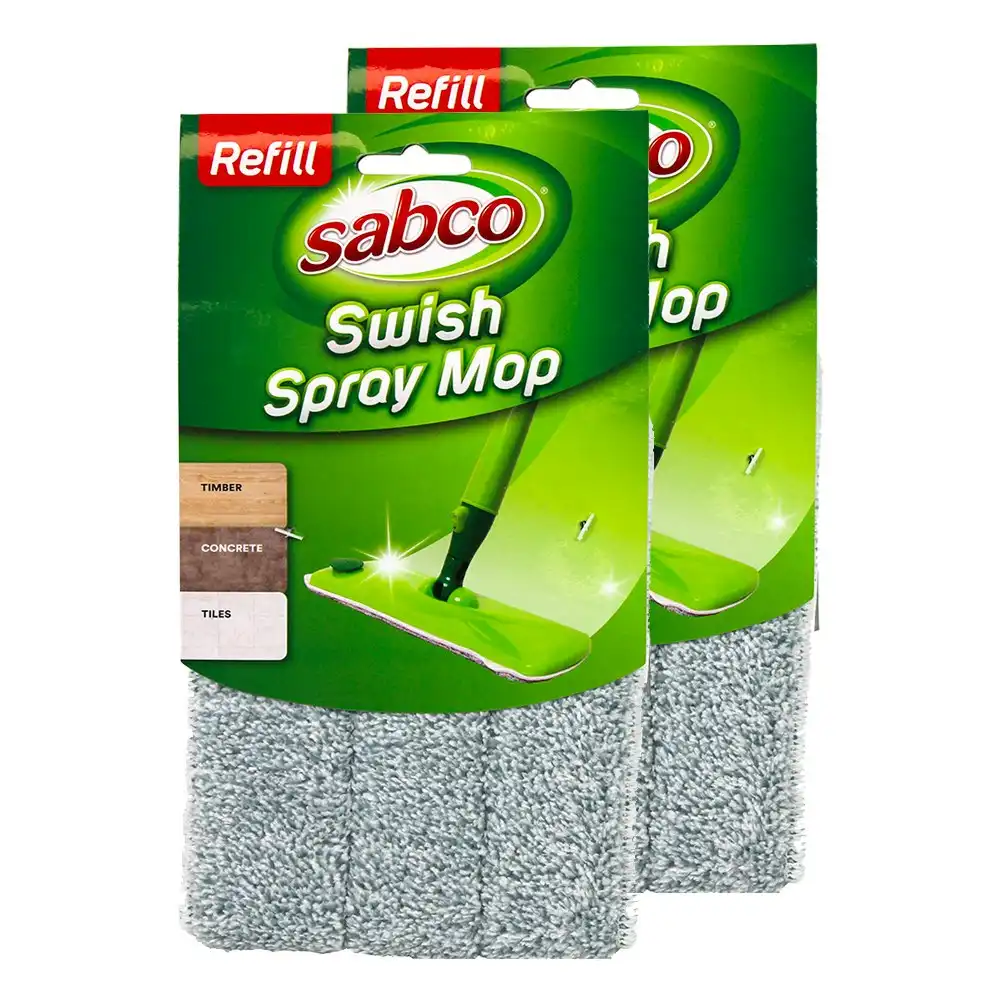2x Sabco Swish Spray Mop Refill/Replace Microfibre Pad For Swish Mop SAB41222