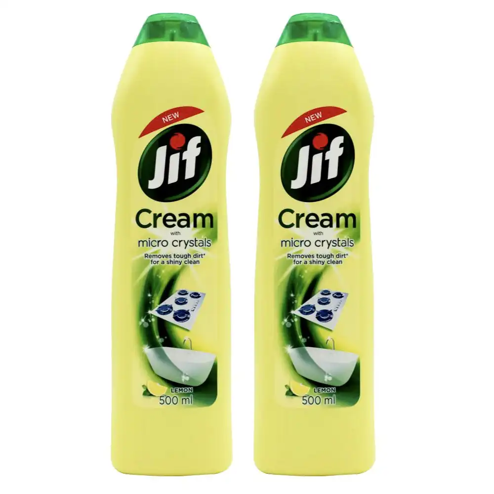 2x Jif 500ml Bathroom/Kitchen Cream Grease/Dirt Cleanser w/Micro Crystals Lemon