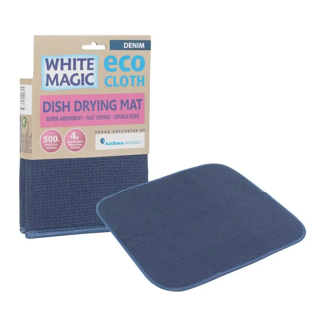 White Magic Eco Cloth Dish/Pot/Glassware Sink Drying Mat/Towel 45 x 40cm Denim