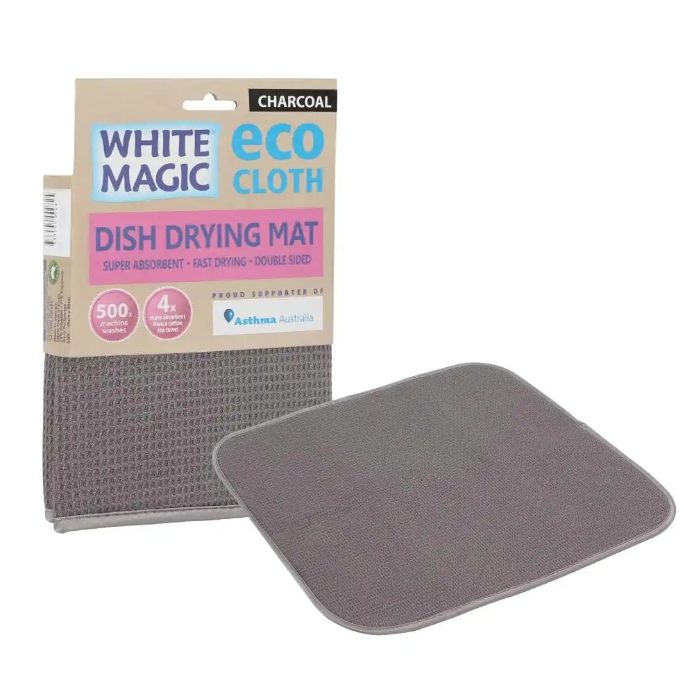 White Magic Eco Cloth Dish/Pot/Glassware Sink Drying Mat/Towel 45x40cm Charcoal