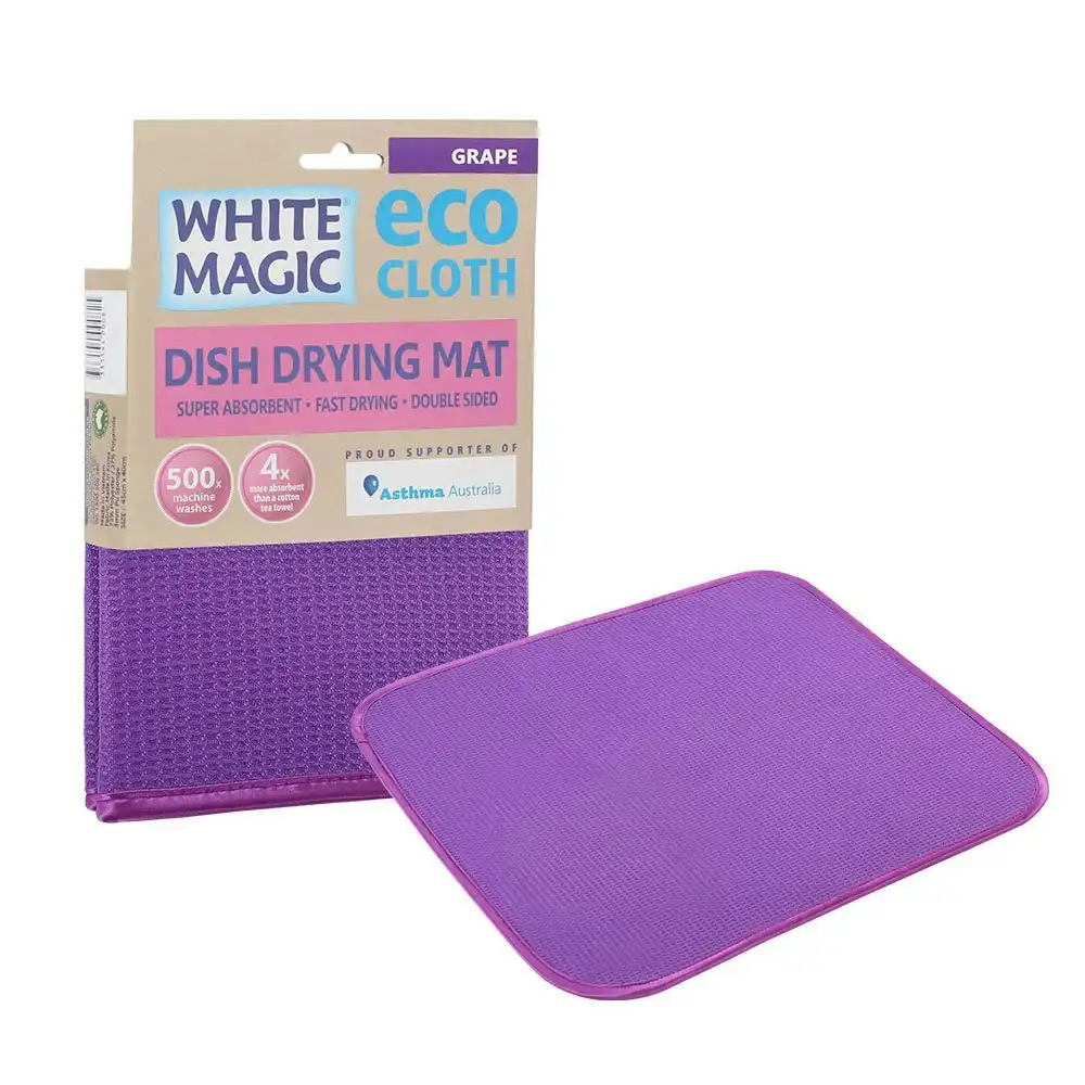 White Magic Eco Cloth Dish/Pot/Glassware Sink Drying Mat/Towel 45 x 40cm Grape
