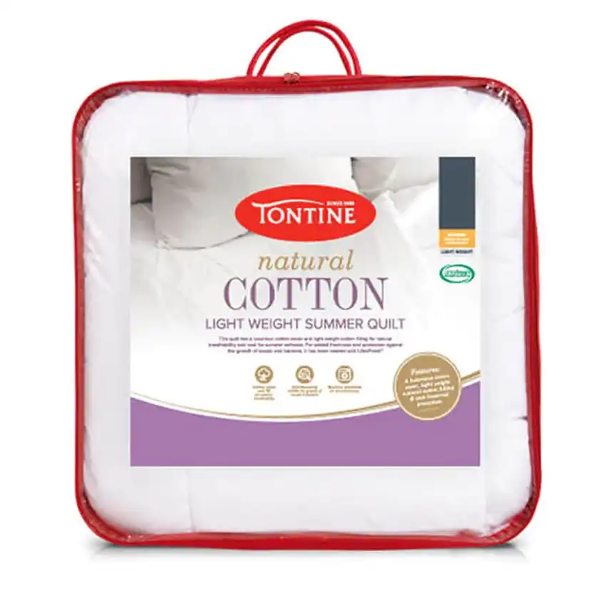 Tontine Queen Bed Natural Cotton Filled Breathable Light/Soft Summer Quilt/Doona
