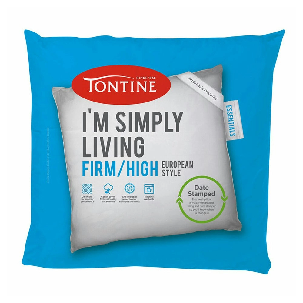 Tontine 65x65cm Simply Living European Cotton Square Pillow Firm High Profile WT