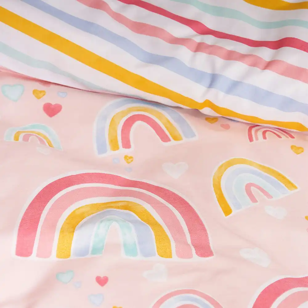 Minikins Reversible Double Bed Quilt Cover Set Cotton Rainbow Printed Kids