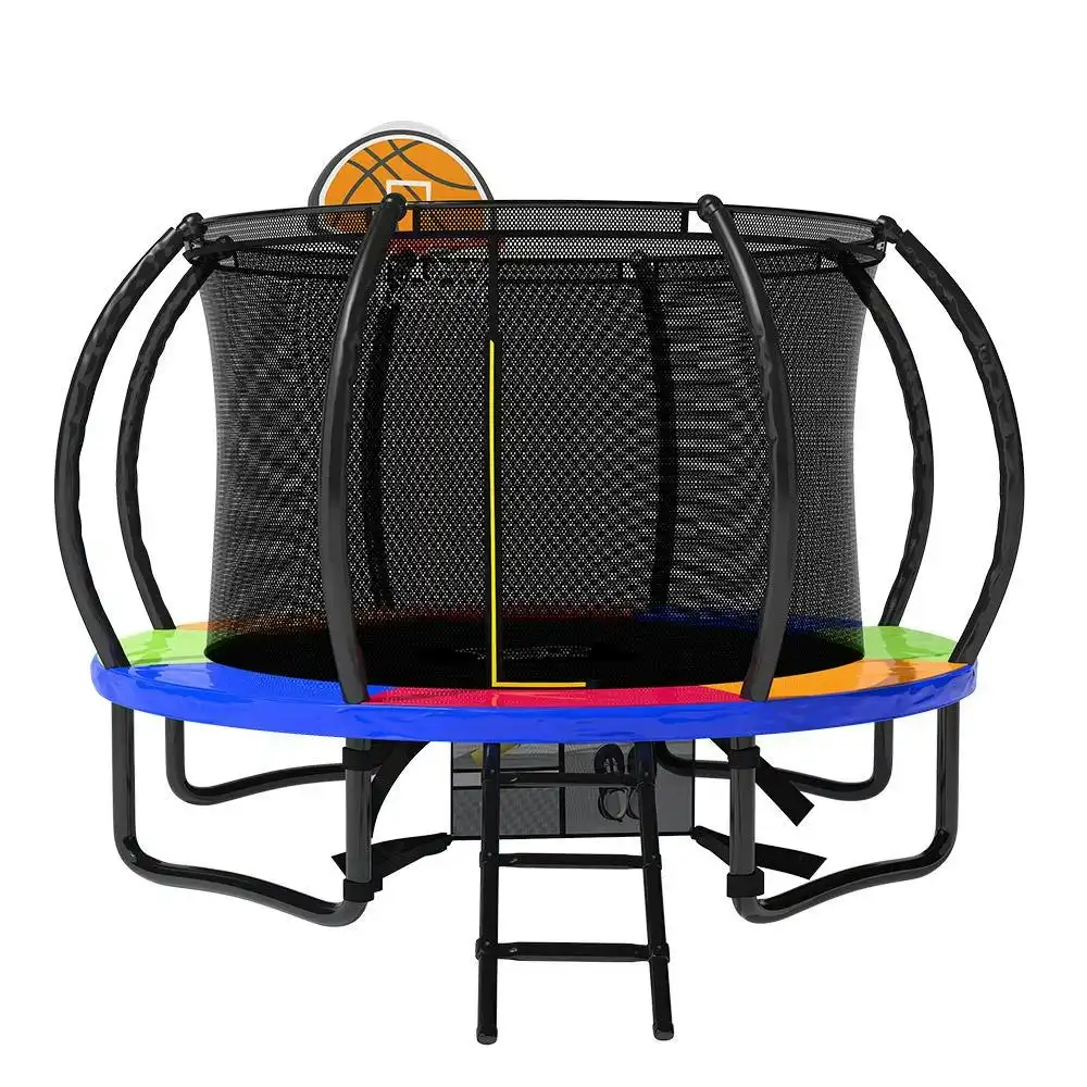 Pop Master 6-16FT Curved Trampoline 5 Year Warranty Only For Frame With Free Bonus Package w/ Basketball Hoop Ladder Kids Children Outdoor