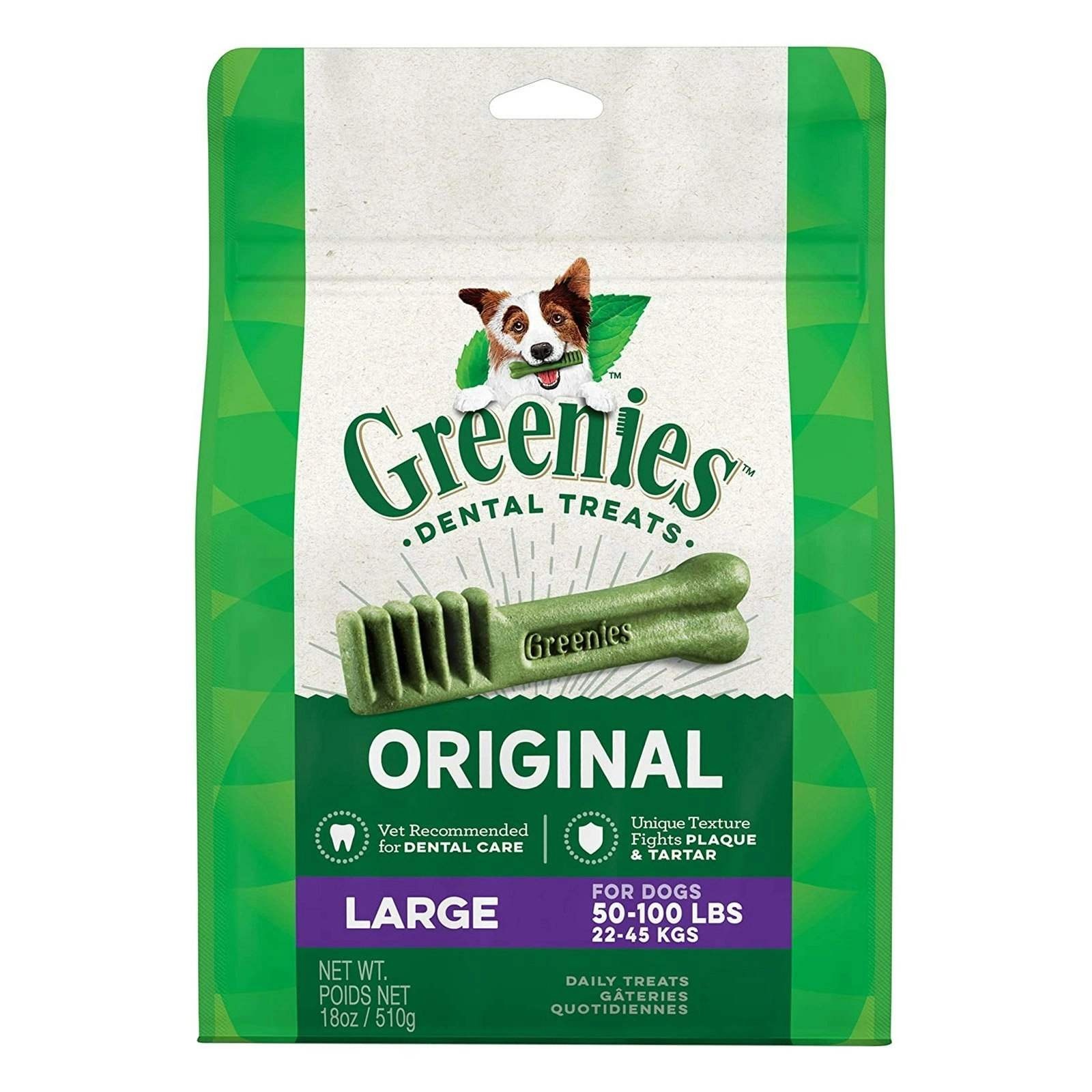 GREENIES Original Dental Treats Large for Dogs 22 to 45 Kg 510 Gms