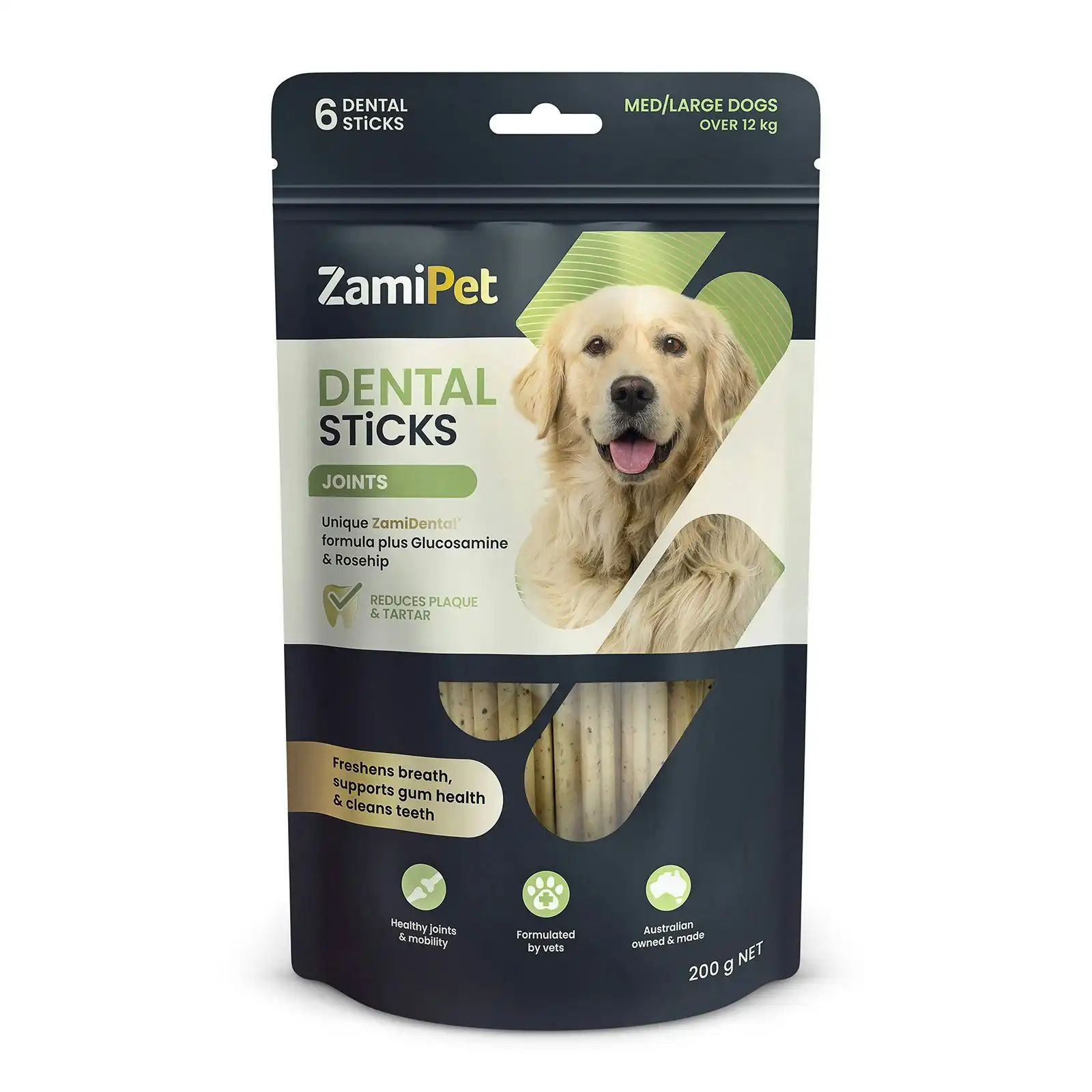 ZamiPet Dental Sticks Joint Treats For Medium & Large Dogs Over 12 Kg 6 Sticks 200 GM