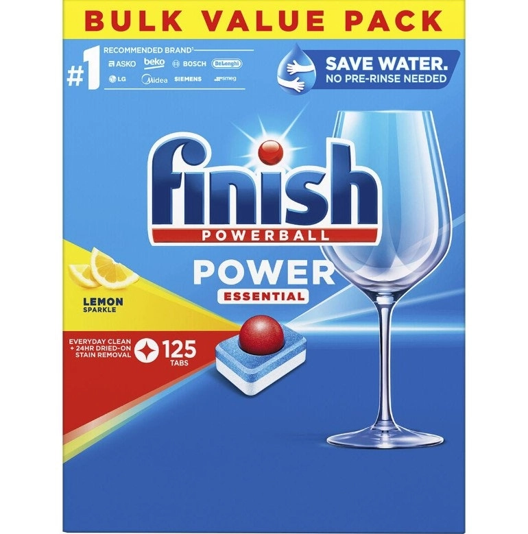 Finish Power Essential Lemon Box Sparkle Dishwasher Tablets 125 Pack