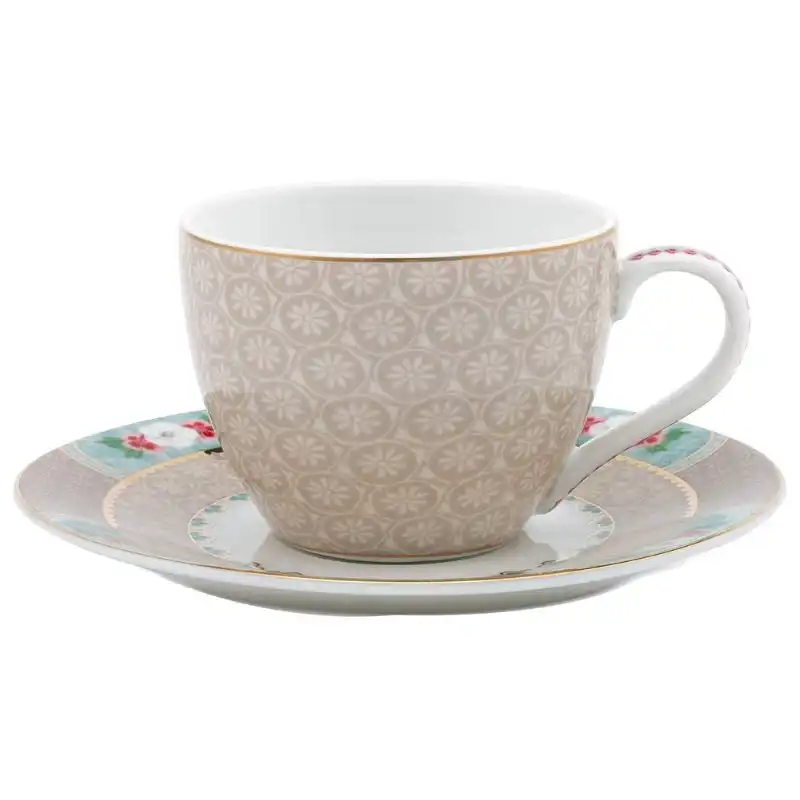 PIP Studio Blushing Birds Khaki Espresso Cup and Saucer