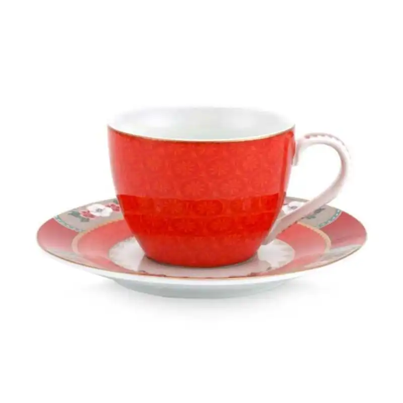 PIP Studio Blushing Birds Red Espresso Cup and Saucer