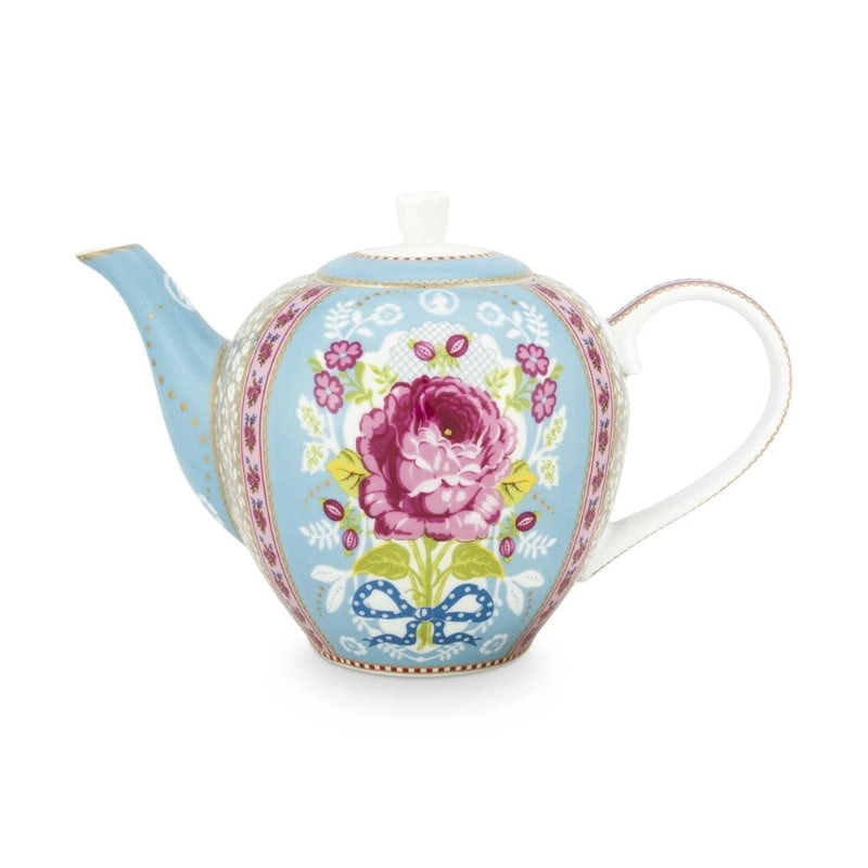 PIP Studio Floral Porcelain Blue 1.6L Teapot