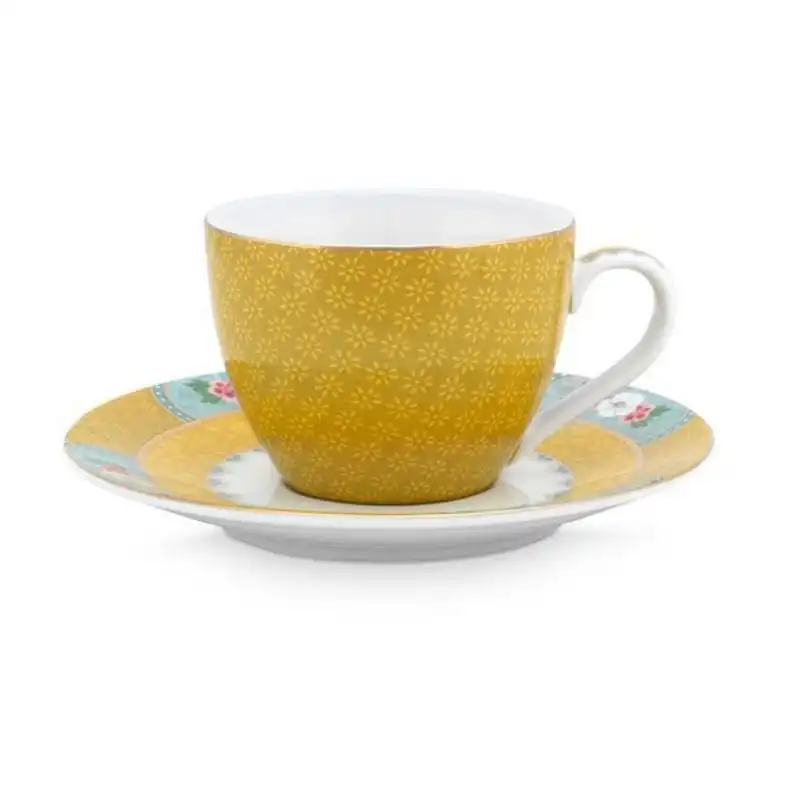 PIP Studio Blushing Birds Yellow Espresso Cup and Saucer