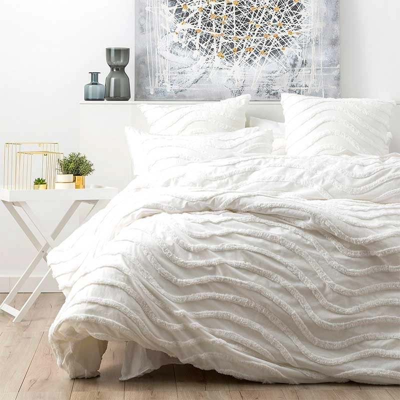 Cloud Linen Wave Cotton Chenille White Vintage Washed Quilt Cover Set