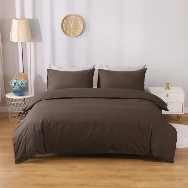 Linenova Cotton Blend Chocolate Quilt Cover Set