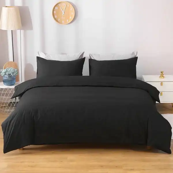 Linenova Cotton Blend Black Quilt Cover Set