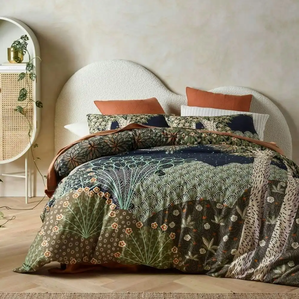 Accessorize Forest Linen Cotton Printed Quilt Cover Set