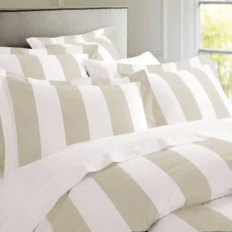 Rans Oxford Stripe Taupe Quilt Cover Set