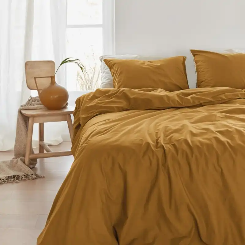 Bedding House Organic Cotton Basic Ochre Quilt Cover Set